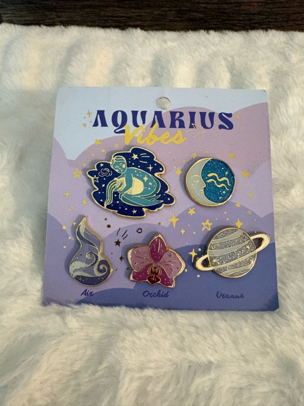 Aquarius Vibes Enamel Pin Set - Blue & Purple Zodiac Collection